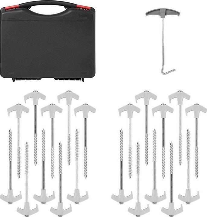 Immagine prodotto ProPlus Picchetto per tenda 20 cm in metallo resistente con gancio in plastica - set di 20 pezzi in astuccio
