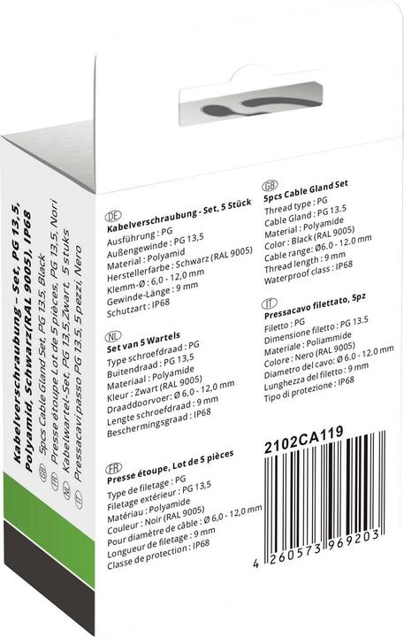 Actual product image Quadrios Mini cable gland assortment, - PG 13.5 5 pieces