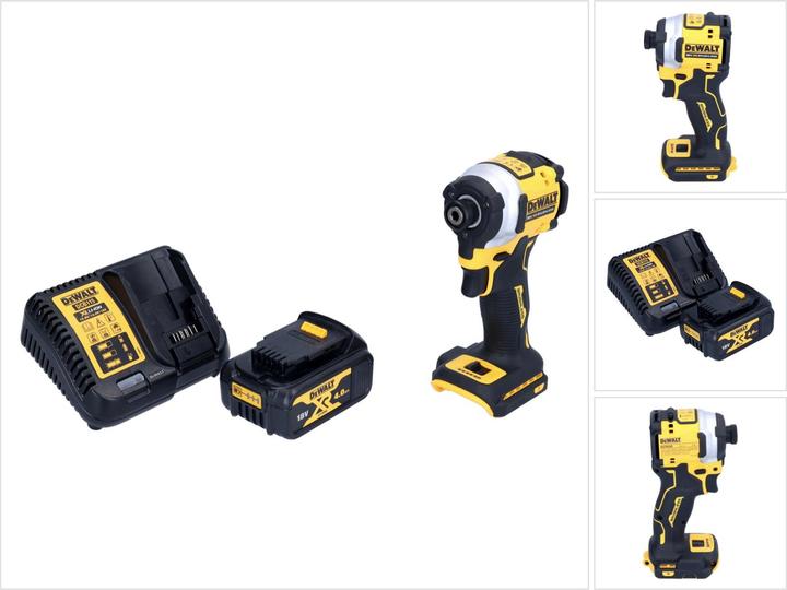 Produktbild DeWalt DCF 850 M1 Akku Schlagschrauber 18 V 205 Nm 1/4" Brushless + 1x Akku 4,0 Ah + LadegerÃ¤t (Batteriebetrieb)