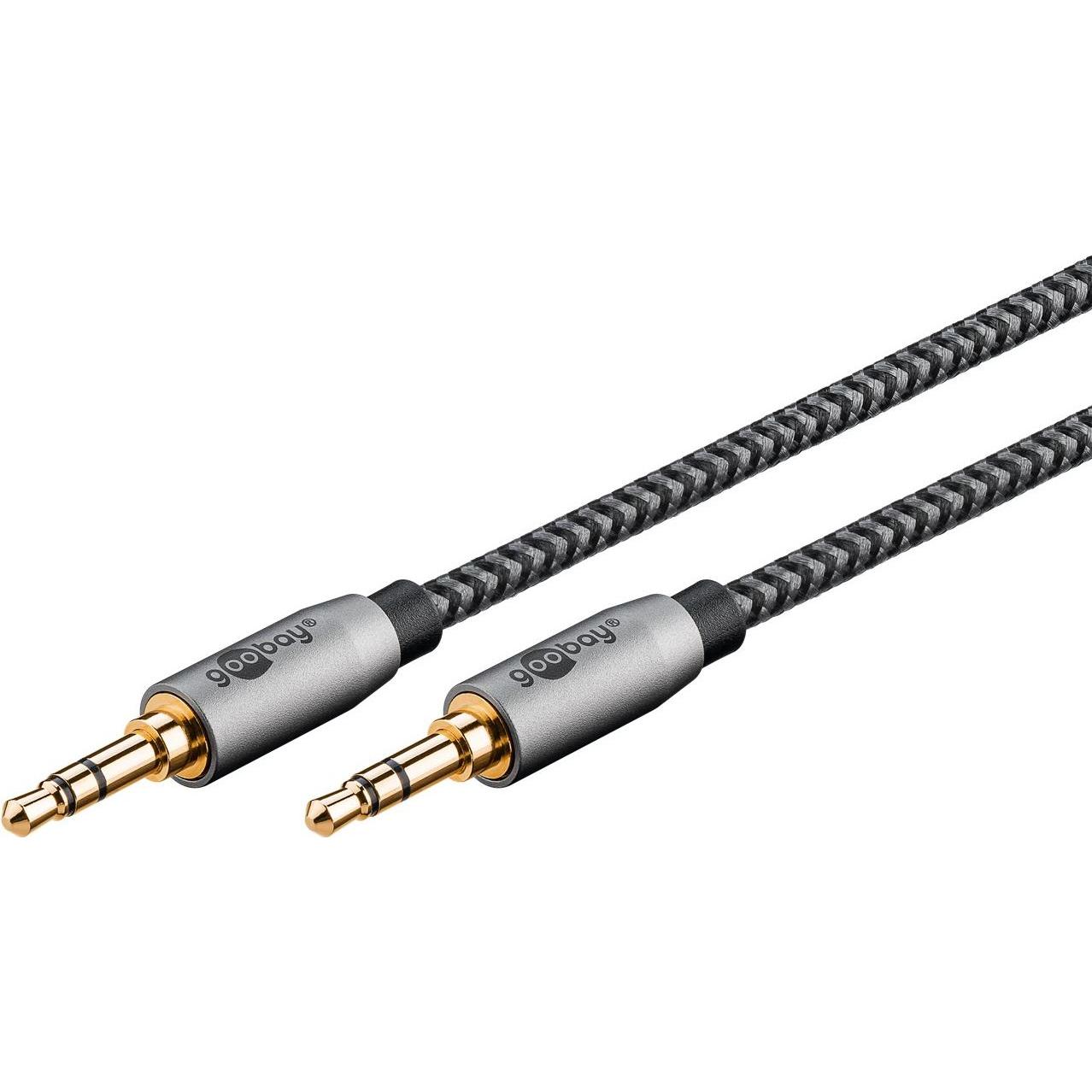Goobay Audio Verbindungskabel AUX, 3,5 mm stereo, 5 m, Sharkskin Grey (5 m, 3.5mm Klinke (AUX)), Audio Kabel