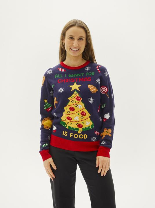 Immagine prodotto Christmas Sweats Tutto quello che voglio per Natale è un maglione a LED con il cibo (XS)