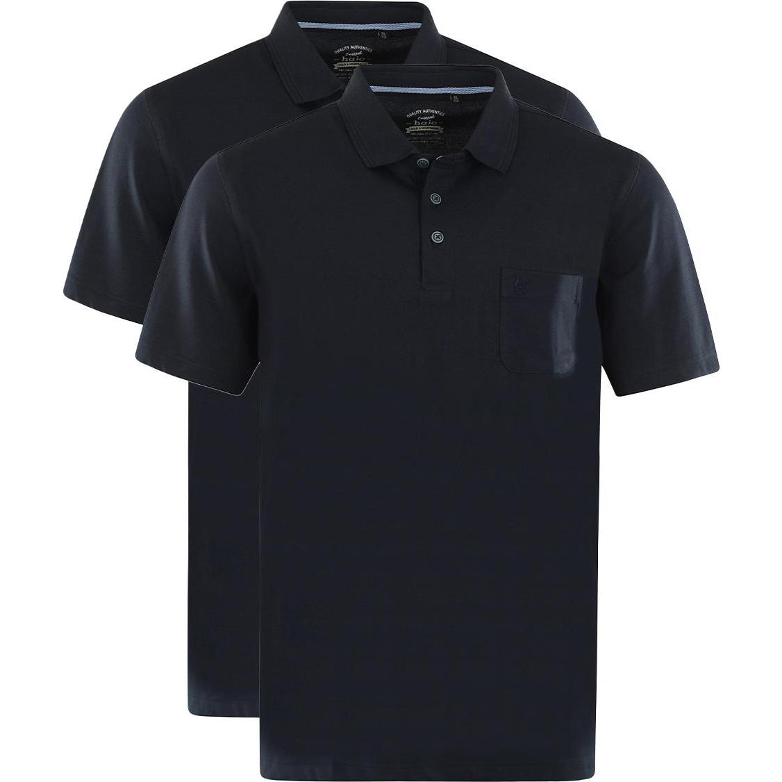 Hajo, Herren, Shirt, 2er Pack Pique Poloshirt, Blau, (52)