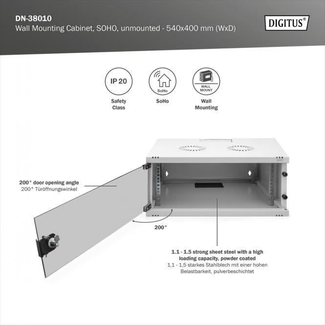 Actual product image Digitus Soho wall housing (4 RU, 19 inch rack)