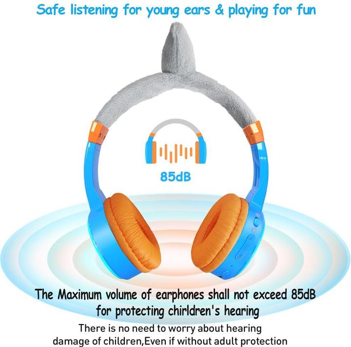 Actual product image PhoneLook Cool wireless Bluetooth 5.3 headphones for kids with 85dB muted volume and fun design