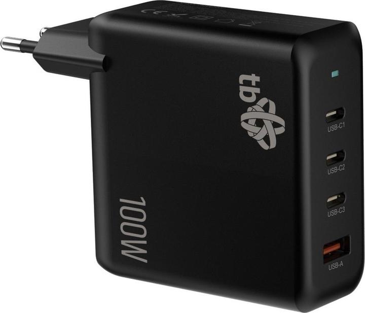 Lenovo 3x USB C + USB A Power Delivery Wandladegerät Schwarz, GaN 100W (100 W, 4 ports)