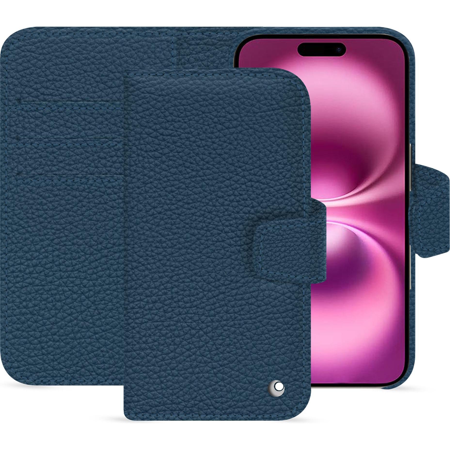 Noreve Lederschutzhülle Apple iPhone 16 Plus (Apple iPhone 16 Plus), Smartphone Hülle, Blau
