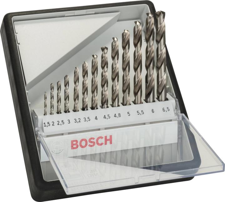 Produktbild Bosch Professional Zubehör PRO Metal HSS-G Spiralbohrer-Set, 13-tlg. (1.5 mm, 2 mm, 2.5 mm, 3 mm, 3.2 mm, 3.5 mm, 4 mm, 4.5 mm, 4.8 mm, 5 mm, 5.5 mm, 6 mm, 6.5 mm)