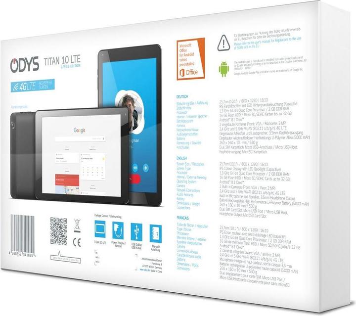 Produktbild Odys n 10 LTE (4G, 10.10", 16 GB, Schwarz)