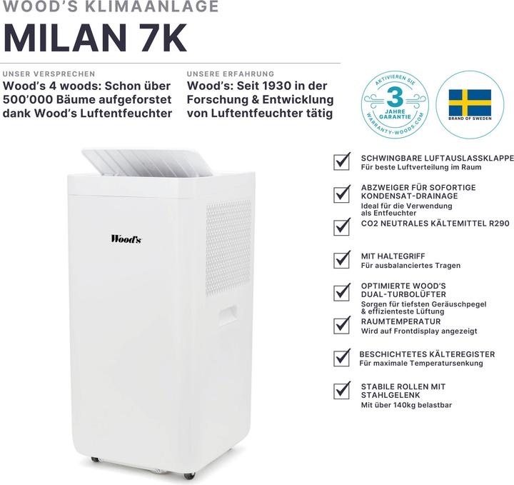 Produktbild Wood's AC Milan 7K Smart Home (20 m², 7000 BTU/h)