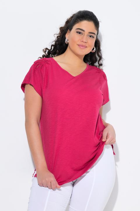 Image du produit Ulla Popken T-shirt, motif palmiers, oversize, col V, manches courtes (62)