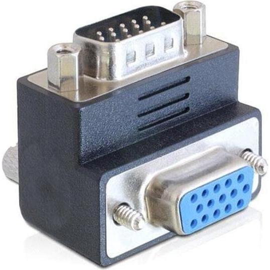 Delock Adapter VGA Buchse auf VGA Stecker 90ø (VGA), Data + Video Adapter, Schwarz, Silber