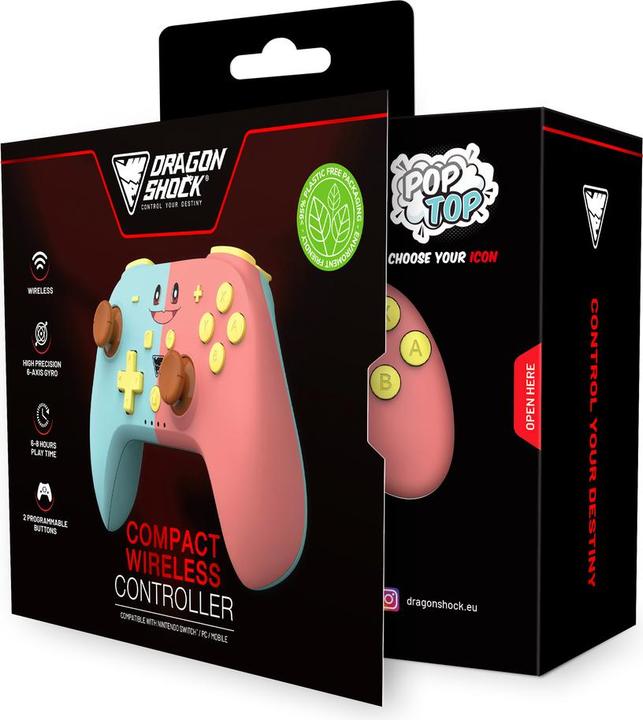 Produktbild DragonShock Gaming Controller POPTOP COMPACT Weiss Rosa Nintendo Switch (PC, Switch)