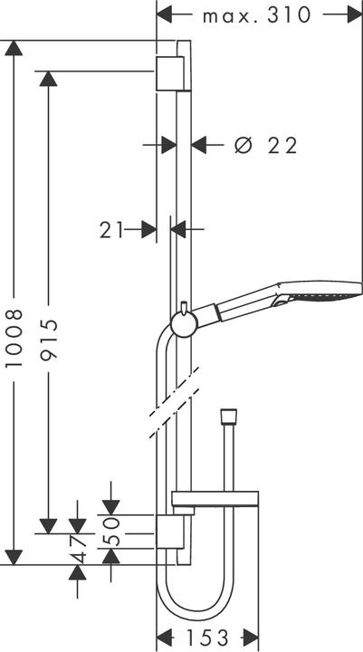 Actual product image hansgrohe Raindance Select S shower set 120 3 spray types with shower rod 90 cm and soap dish (3 Beam types, 15 l/min)