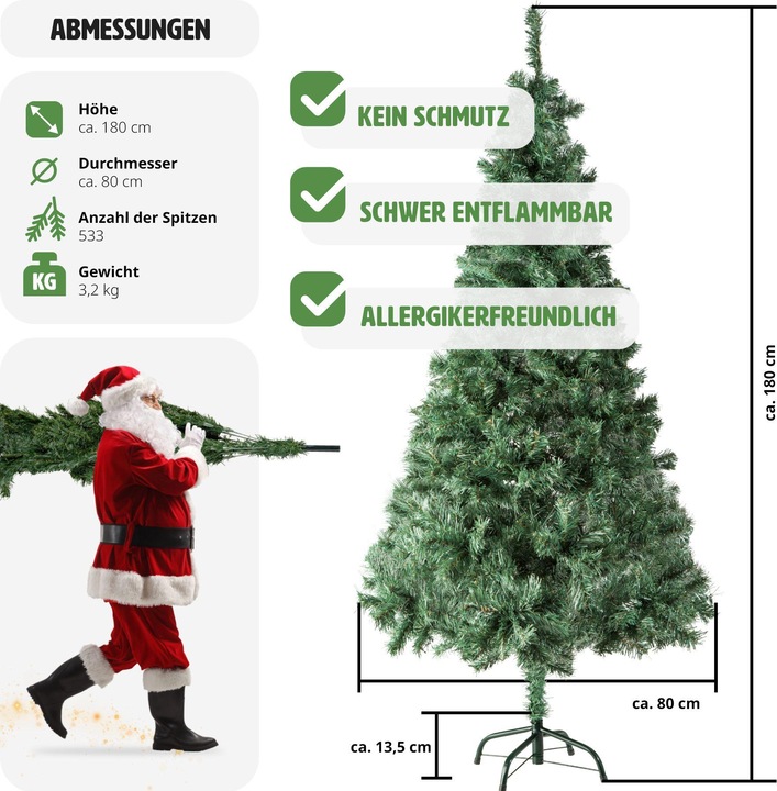 Image du produit tectake Sapin de Noël artificiel (180 cm)