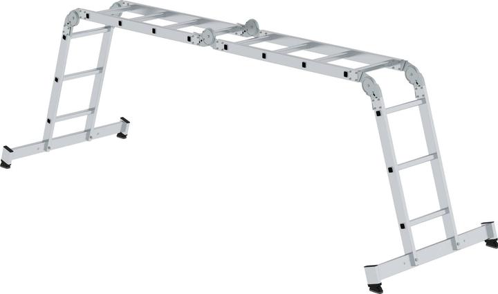 Produktbild kaiserkraft Vielzweckleiter 4-teilig mit nivello-Traverse 2x3 + 2x4 Sprossen (Mehrzweckleiter, 420 cm)