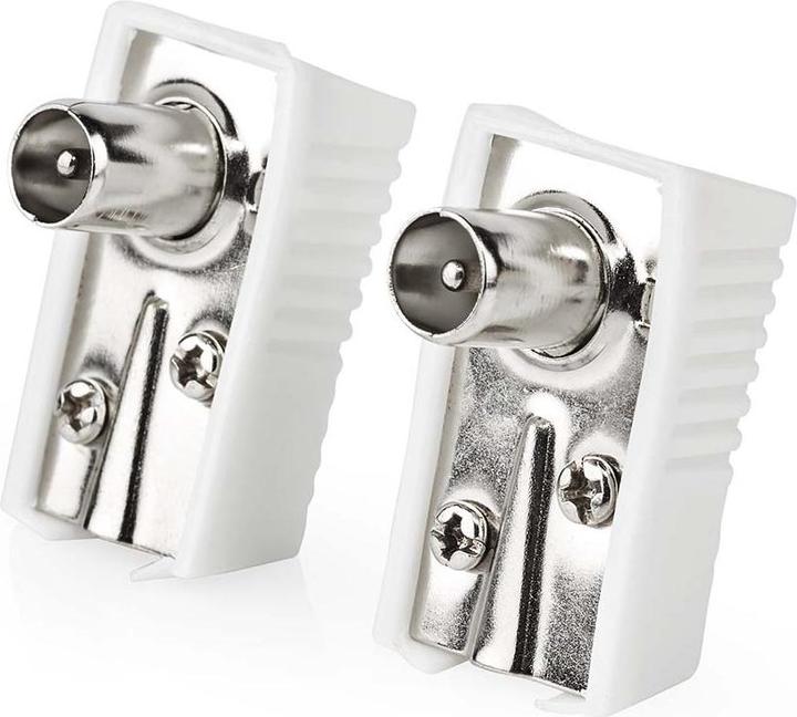 Actual product image Nedis IEC (coax) plug | angled | plug | nickel-plated | 75 Ohm | screw | cable input conductor (75 dB, Antenna cable)