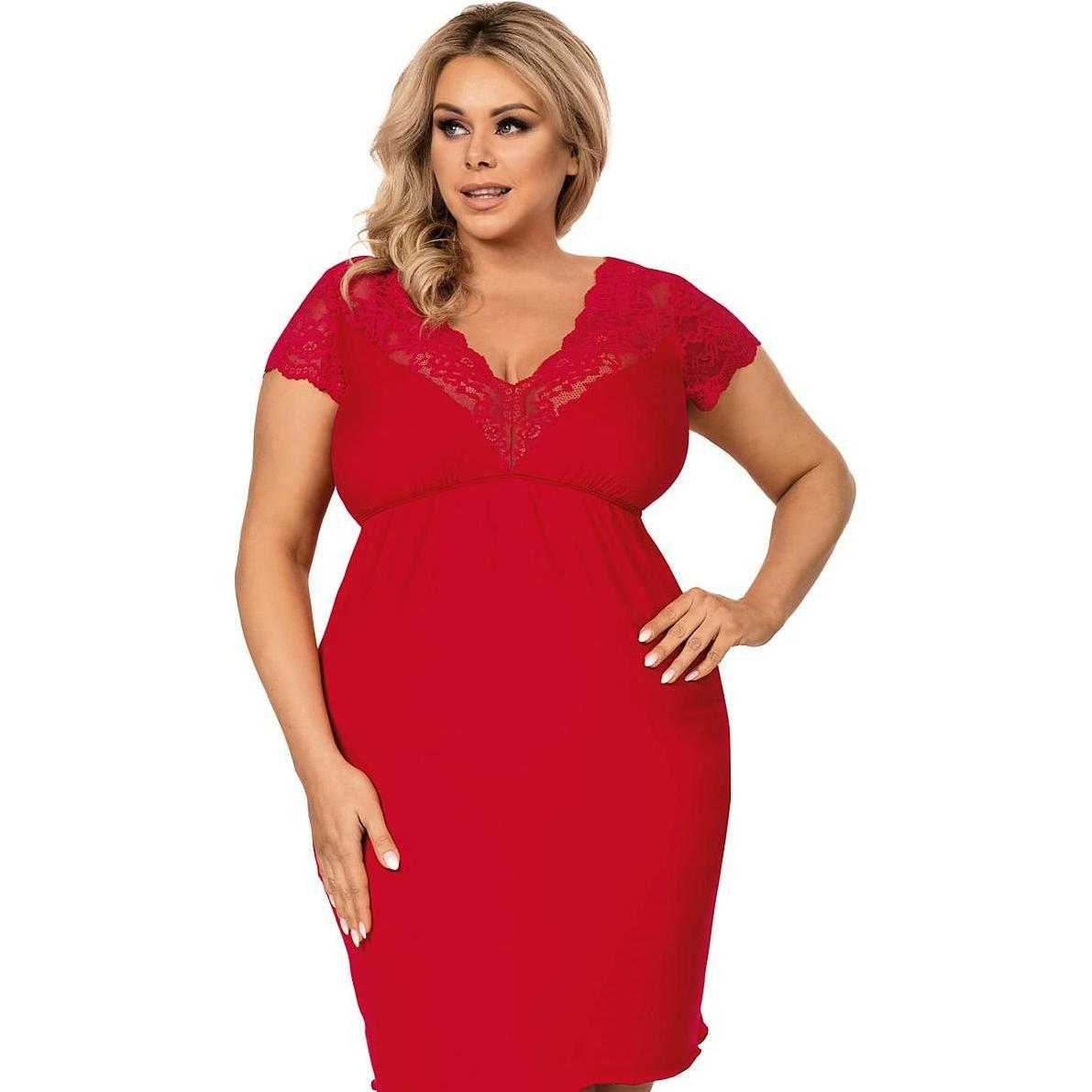 Donna, Damen, Pyjama, Nachthemd, Rot, (5XL)