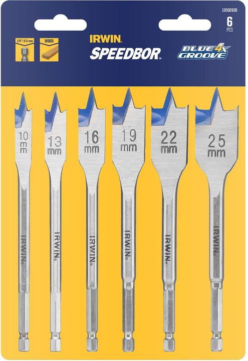 Produktbild Irwin BLADE DRILL KPL. 6 pcs. Blue GROOVE 4X 10, 13, 16, 19, 22, 25 mm (10, 13, 16, 19, 22, 25 Millimeter)