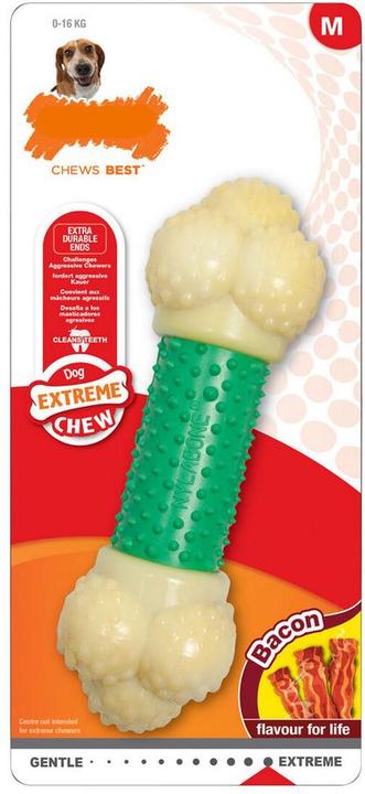 Nylabone Extreme Chew - Double Action Chew Bacon M (Gioco da masticare per cani)
