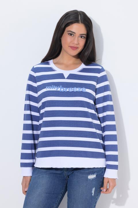 Produktbild Ulla Popken Sweatshirt, Ringel, Schriftzug, Rundhals, Langarm (62)