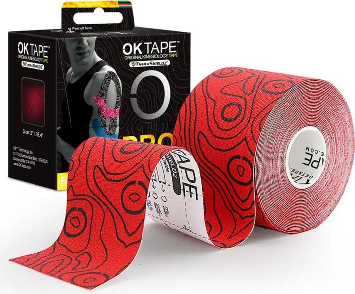 OK Tape PRO Kinesiologie Tape, 5cm X 5m Rot (5 m)