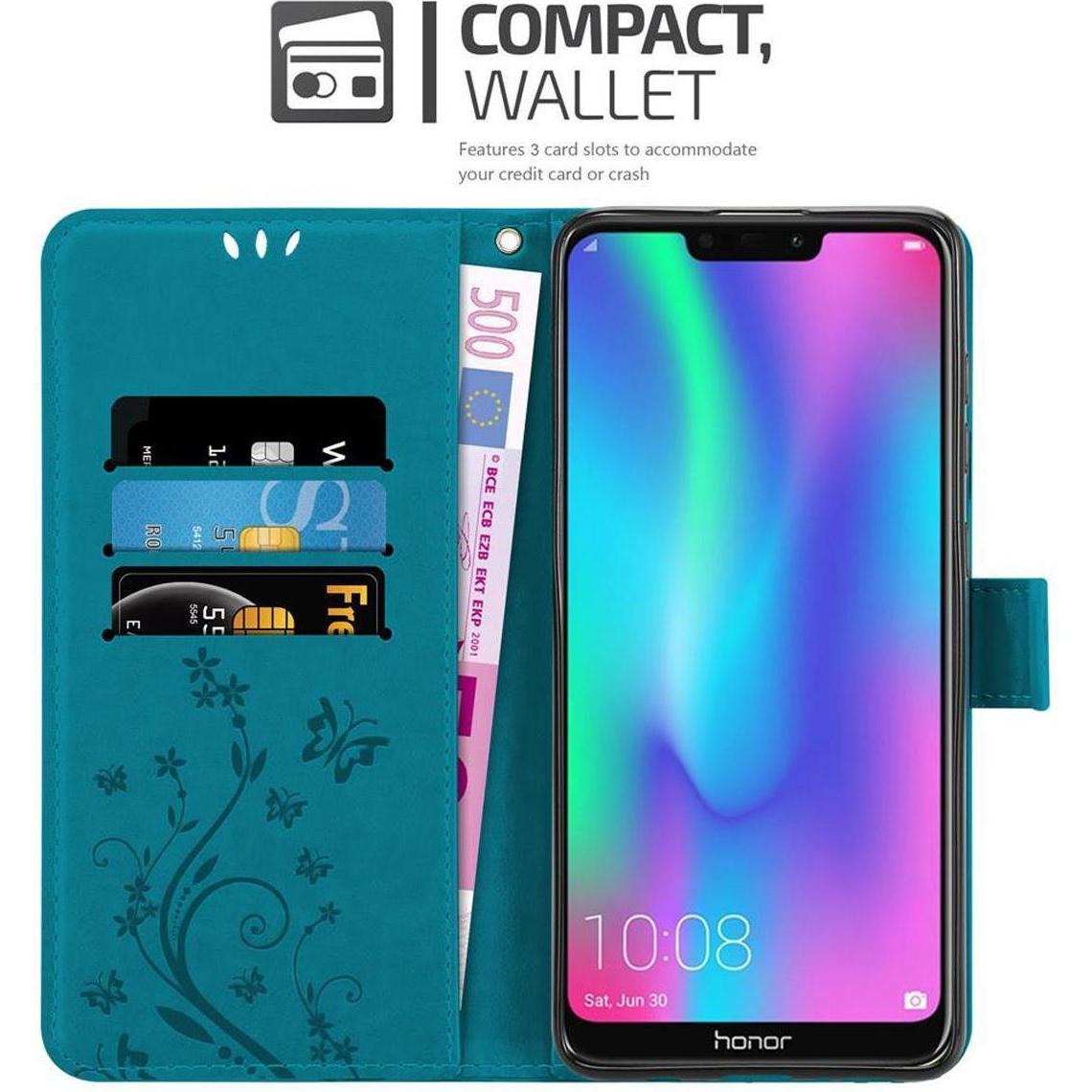 Thumbnail - Cadorabo Flower Book Cover (Honor 8C), Smartphone Hülle, Blau