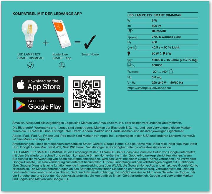 Produktbild Ledvance Volkslicht (E27, 806 lm, 2x)