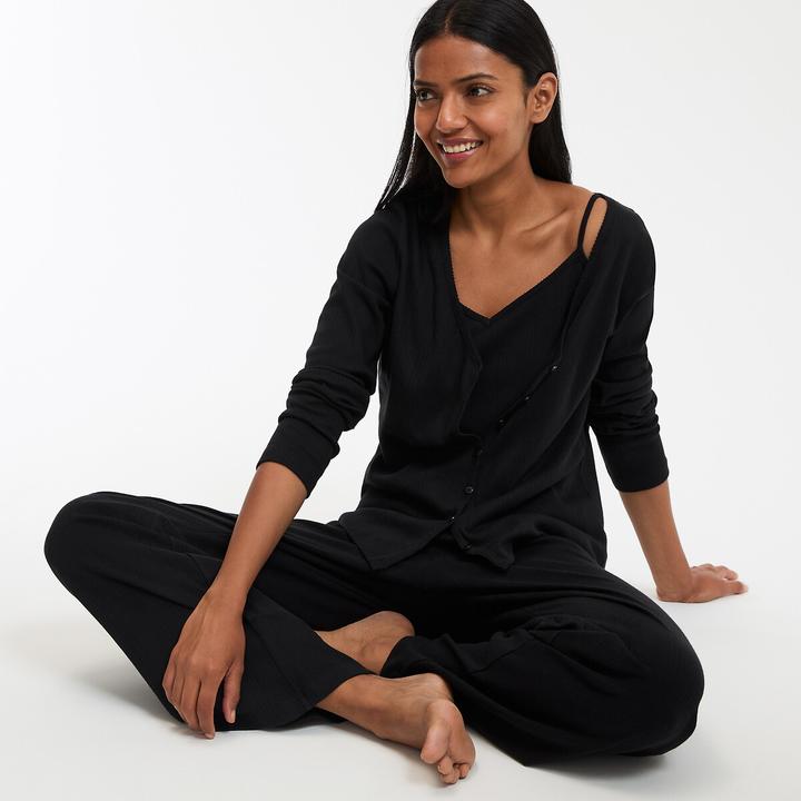 Produktbild La Redoute Collections Dreiteiliger Pyjama aus Pointelle (XL)