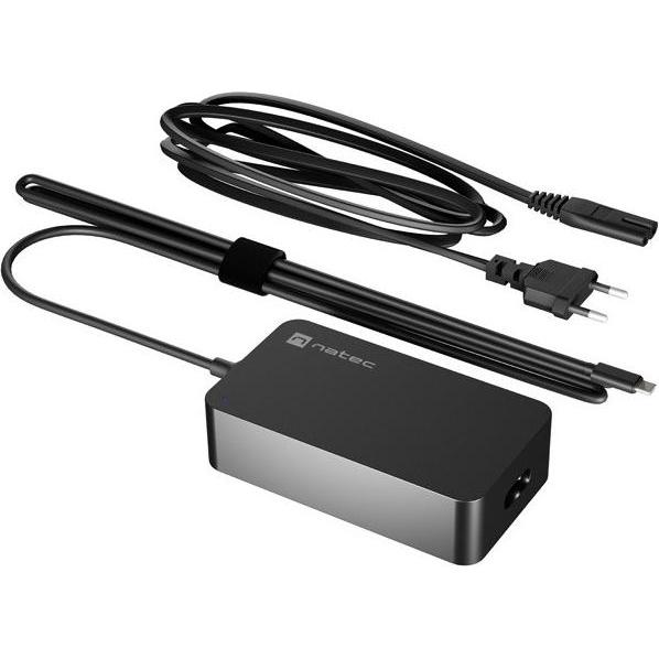 Genesis Zasilacz do laptopa Natec GRAYLING USB-C (NZU-2033) (45 W), Notebook Netzteil, Schwarz