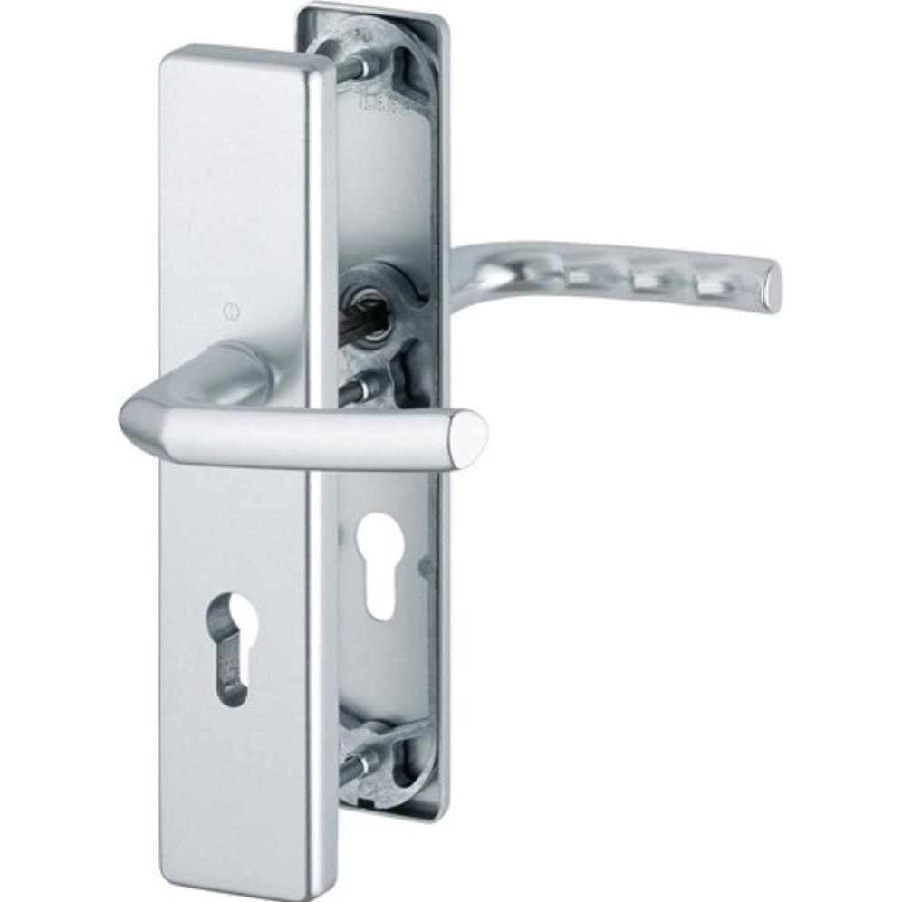 Hoppe, Türgriff + Fenstergriff, Schutzgarnitur Birmingham 1117/2221A/2440 Aluminium F1 72 mm 37-42 mm (Türgriff)