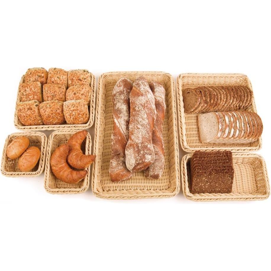 APS Poly-Rattan Flechtkorb GN 1/4, ca. 26.4 x 16.2 cm, H 10 cm, Brotaufbewahrung, Beige