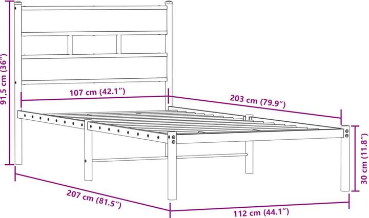 Produktbild vidaXL Bettgestell (107 x 203 cm)