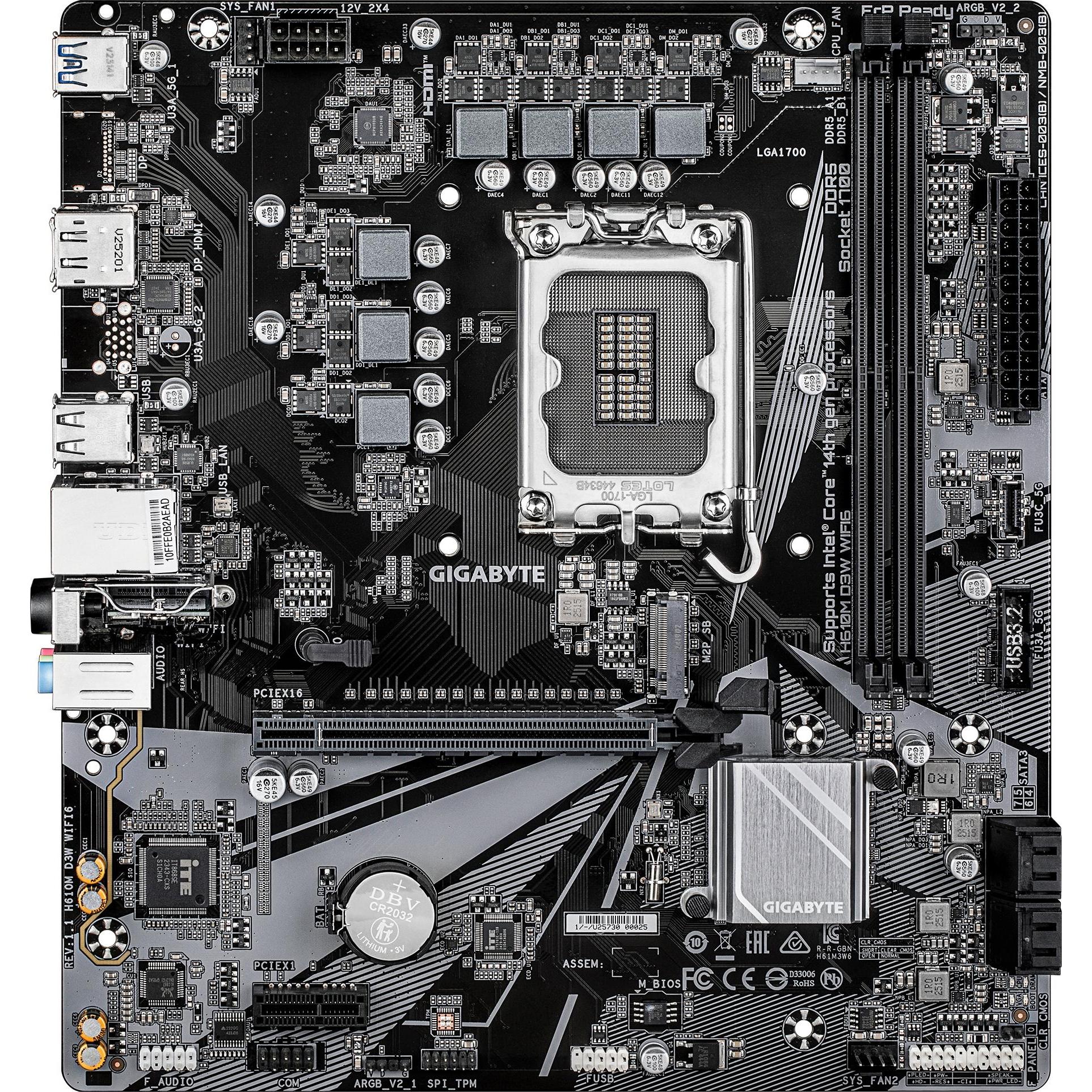 Gigabyte H610M D3W WF6 (H610,S1700,mATX,DDR5 (LGA 1700, Intel H610, mATX), Mainboard