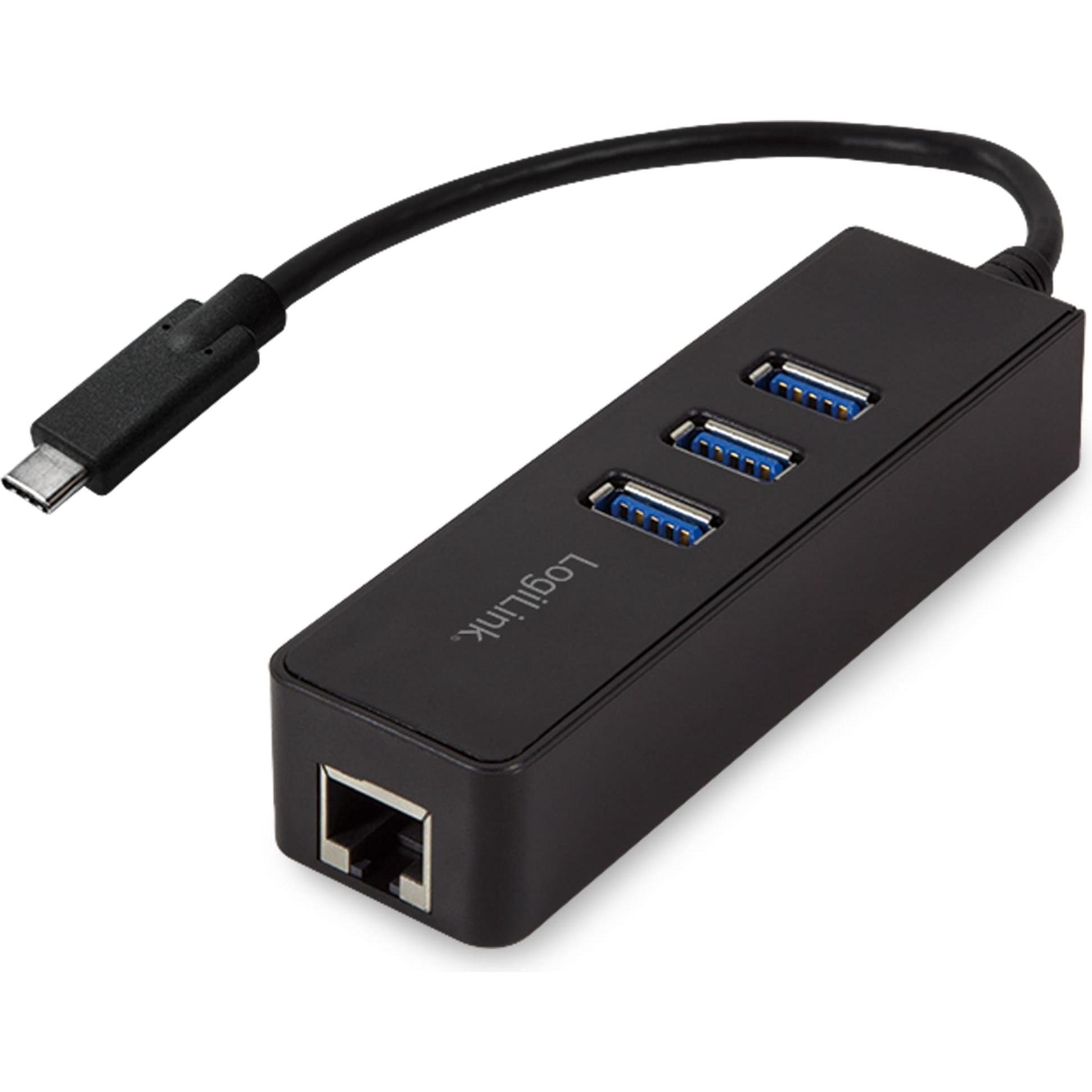 LogiLink UA0283 (USB-C, 4 Ports), Dockingstation + USB Hub, Schwarz