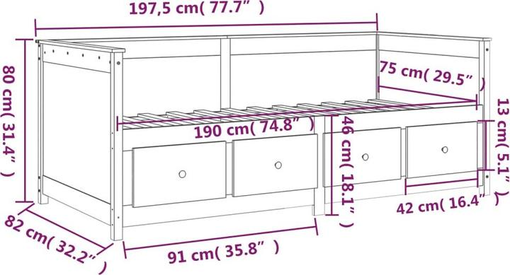 Produktbild vidaXL Tagesbett (80 x 200 cm)