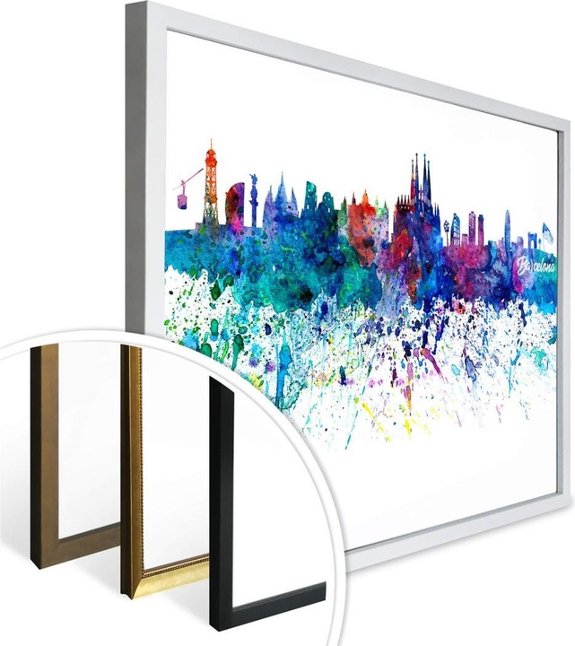 Actual product image Trenddeko Barcelona watercolor skyline (60 x 50 cm)