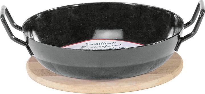 Produktbild Krüger Servierpfanne mit Holzteller (Bratpfanne, Emaille)
