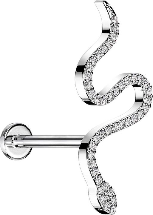Immagine prodotto Star Piercing Micro Labret filo interno argento serpente grandi cristalli argento (Ottone, Acciaio chirurgico 316L)