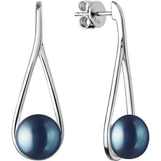 Silvego, Ohrringe, Luxury silver earrings with real black pearl GRP20222EB