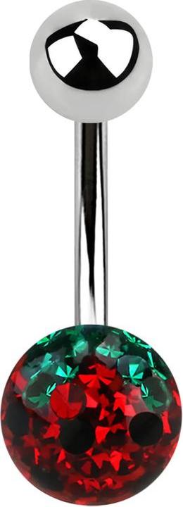 Produktbild Star Piercing Banane silber mit Kristall Kugel Erdbeere Epoxy Schutzschicht (ohne Messing, Chirurgenstahl 316L)