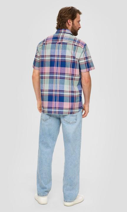 Produktbild S.Oliver Hemd Kariertes Kurzarmhemd aus Leinenmix (M)