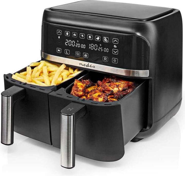 Actual product image Nedis Hot Air Fryer | 2x3.8 l | Timer: 60 min | Digital | Black