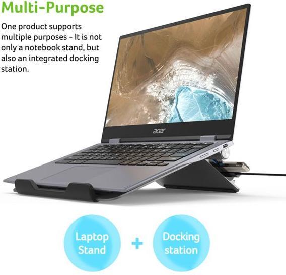 Actual product image Acer 5-In-1 Docking station + notebook holder (USB-C, 4 ports)