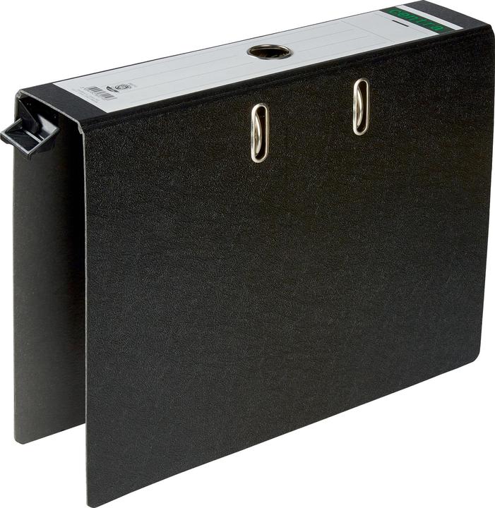 Centra hanging file, DIN A4, 80 mm spine width, black hardboard cover, with slots, finger hole (A4, 80 mm, 1 Piece)