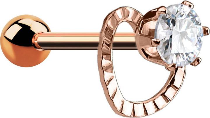 Produktbild Star Piercing Micro Barbell rosegold Kristall mit Herz (Messing, Chirurgenstahl 316L)