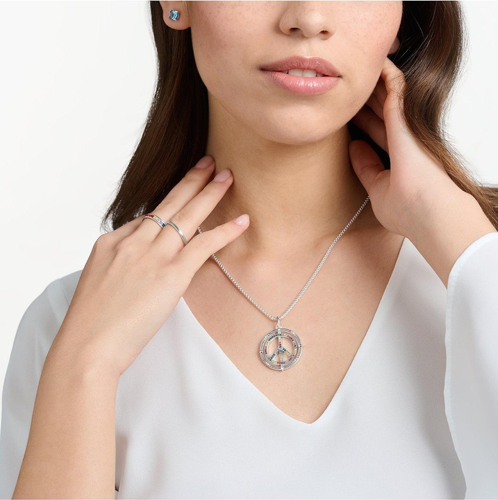 Produktbild Thomas Sabo Anhänger Peace Zeichen mit Bunten Steinen Silber Geschwärzt (925er Silber)