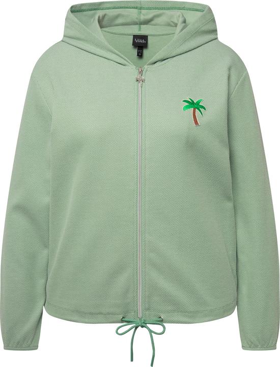 Produktbild Ulla Popken Sweatjacke, Piqué-Struktur, Kapuze, Kaktus-Stickerei (42, 44)