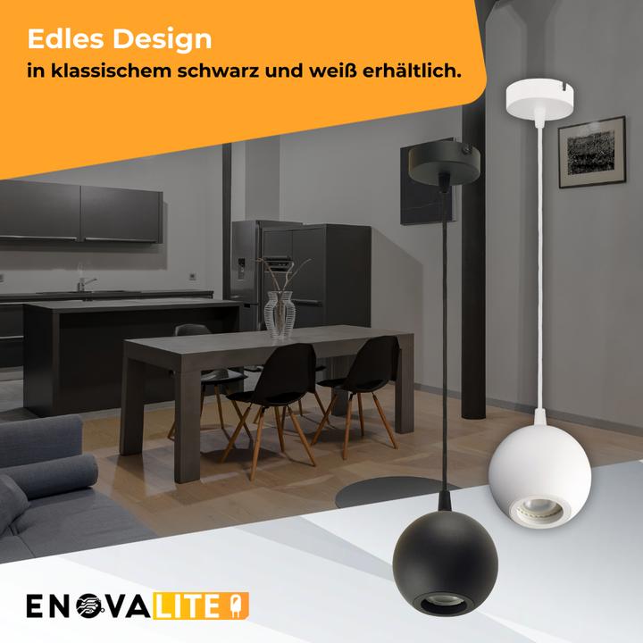 Actual product image Enovalite LED-Pendellampe GLOBE, GU10-Fassung, IP20, Ø10cm, 1flammig, schwarz (GU10)