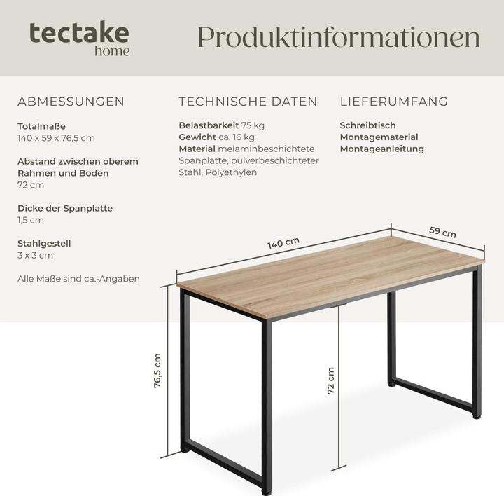 Produktbild tectake Flint (140 x 59 x 76.5 cm)