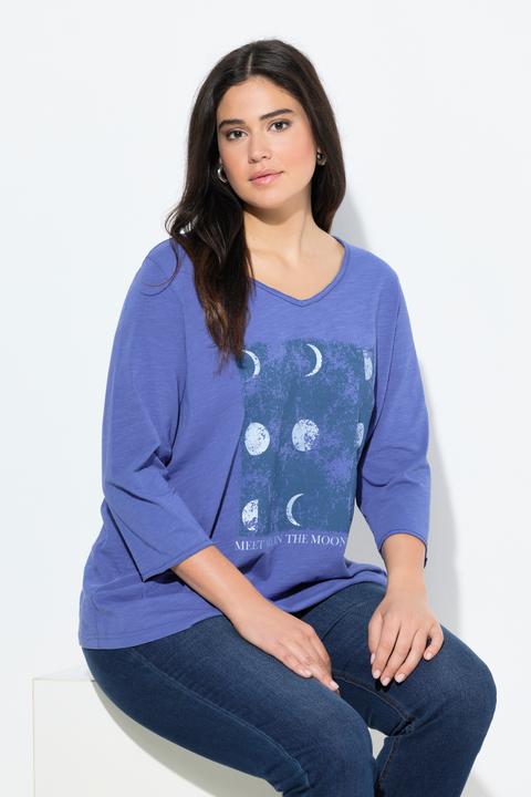 Actual product image Ulla Popken Meet Me In The Moonlight 3/4 Sleeve Graphic Tee (54)